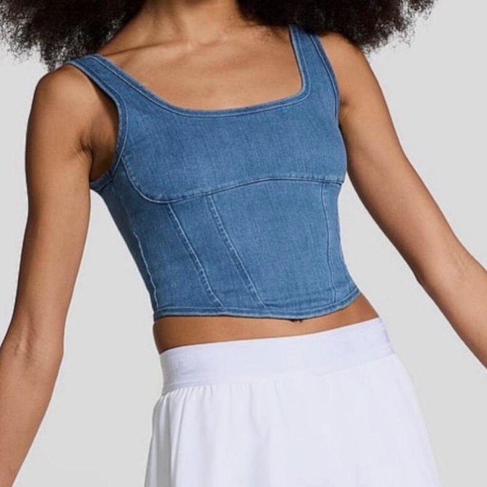 NWT Pink VS XL Denim Cinched Corset Top